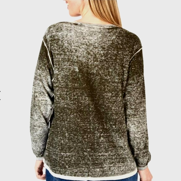 Democracy Sweater Black White Reverse Print Seamed Lightweight Cotton S - Picture 8 of 10